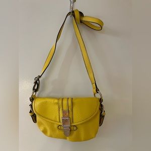 Chaps Yellow Crossbody Mini Bag Adjustable Strap Silver Hardware